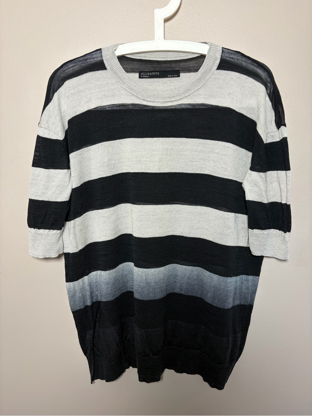 All Saints Knit linen/cotton striped top Lightweight